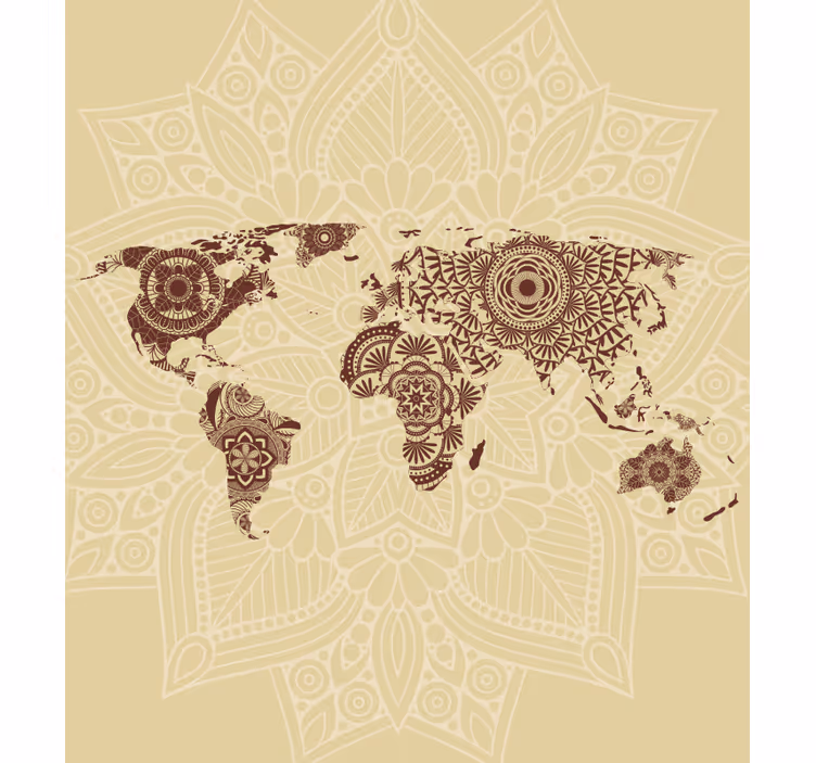 Fototapete beige weltkarte im mandala-stil - TenStickers
