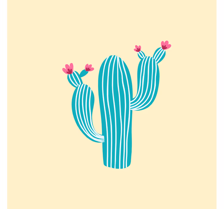 Fototapete gelb mit pastellfarbenen kakteen und blumen - TenStickers