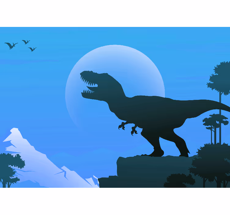 Fototapete blau wütender t-rex brüllend - TenStickers