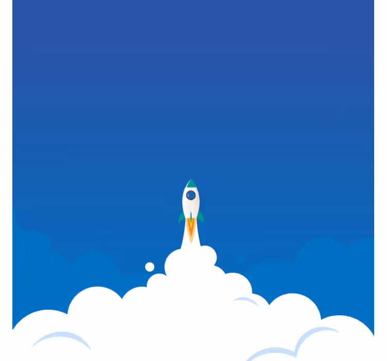 Fototapete blau cartoon rakete startet ins all - TenStickers