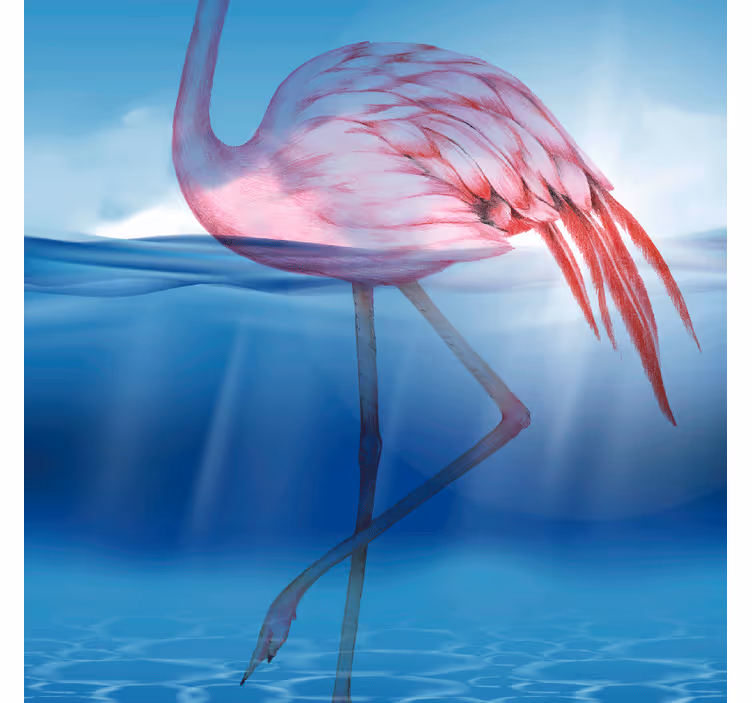 Fototapete blau mit flamingo unterwasserdesign - TenStickers
