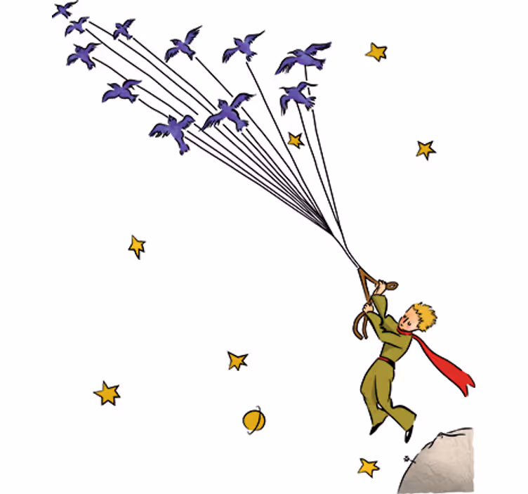 Fototapete weiß der kleine prinz fliegend bunt - TenStickers