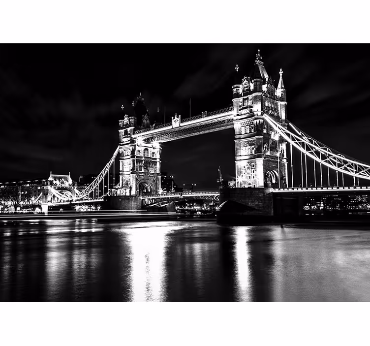 Fototapete schwarz london bridge bei nacht - TenStickers