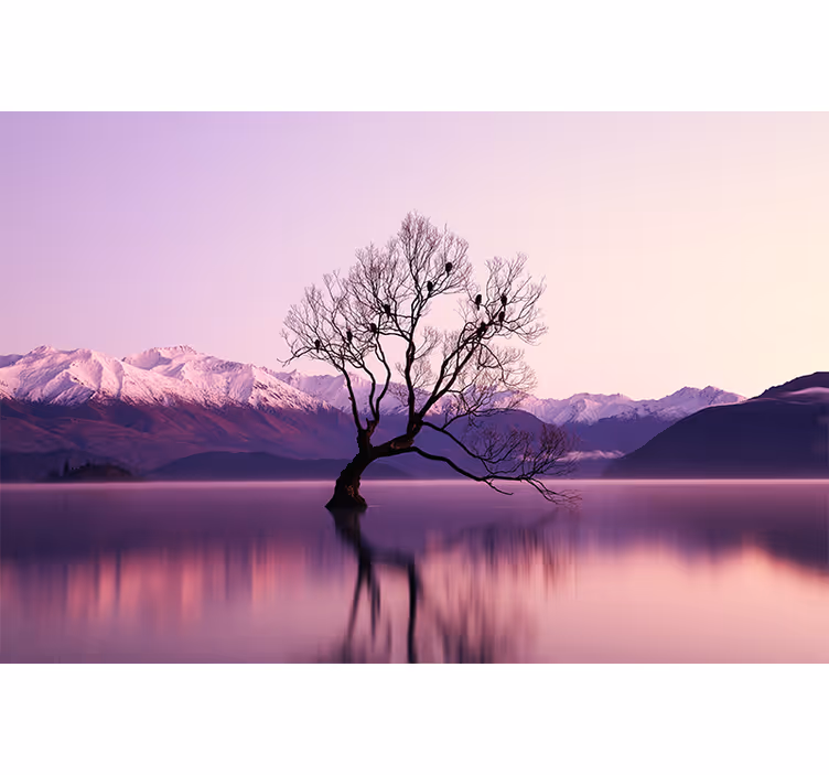Fototapete lila herbstbaum mit krähen - TenStickers