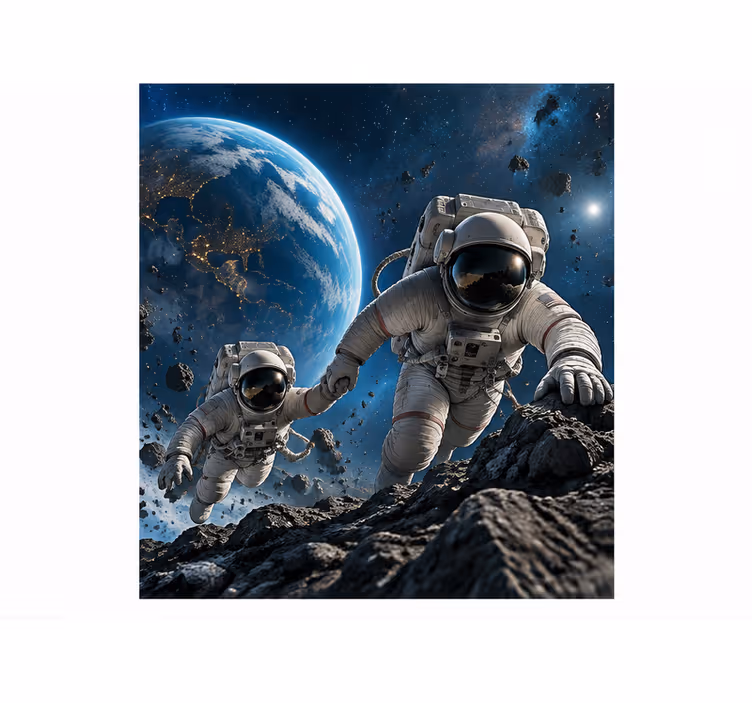 Fototapete blau astronauten unter druckgun - TenStickers