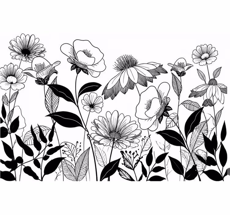 Fototapete weitere blumen schwarz und weiß - TenStickers