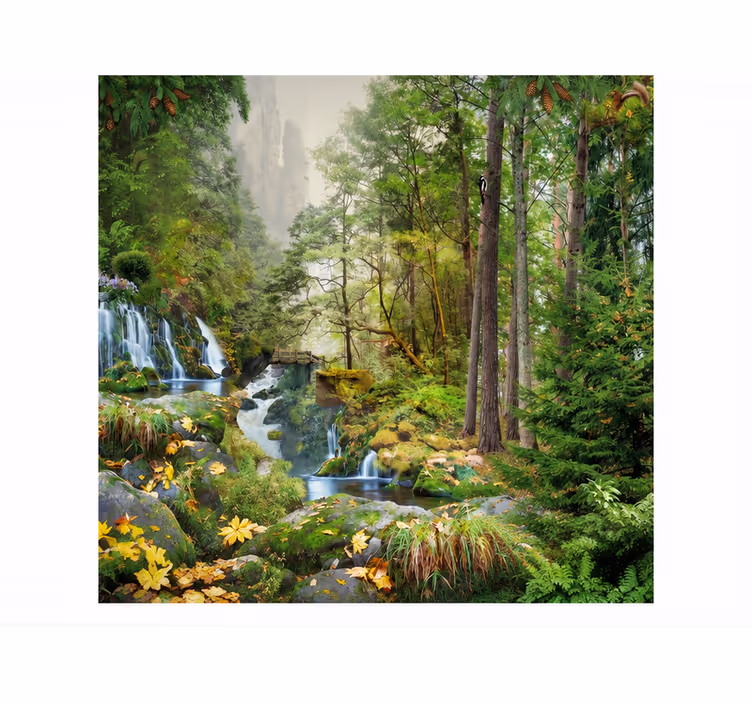 Fototapete natur wasserfall waldsee - TenStickers