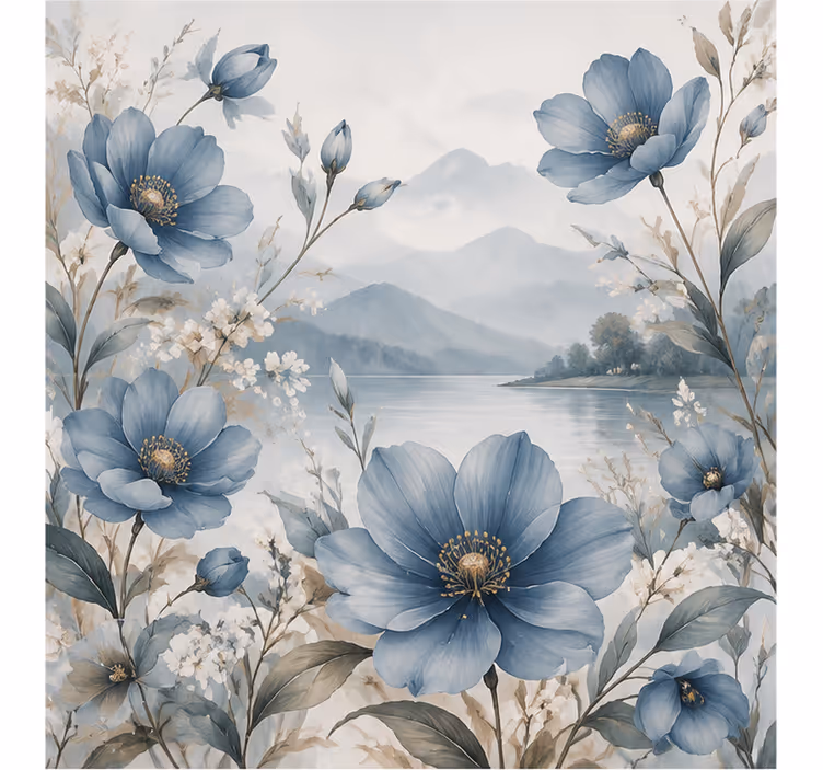 Fototapete natur mit blauen blumen - TenStickers