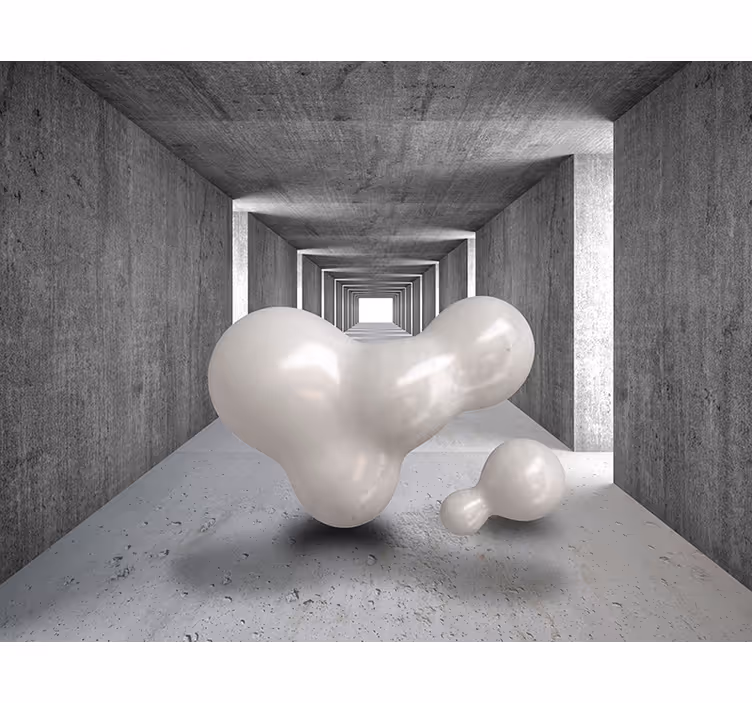 Luftballons schweben durch Tunnel 3D Fototapete - TenStickers
