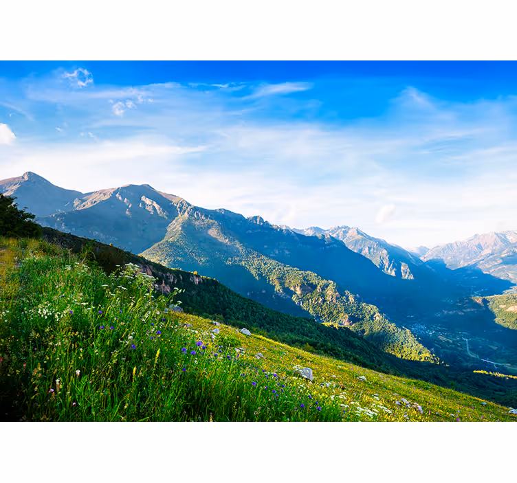 Fototapete Berge grüne Landschaft - TenStickers