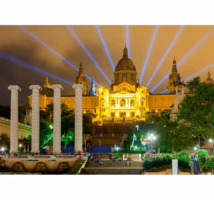 Palast montjuic bei nacht Fototapete - TenStickers