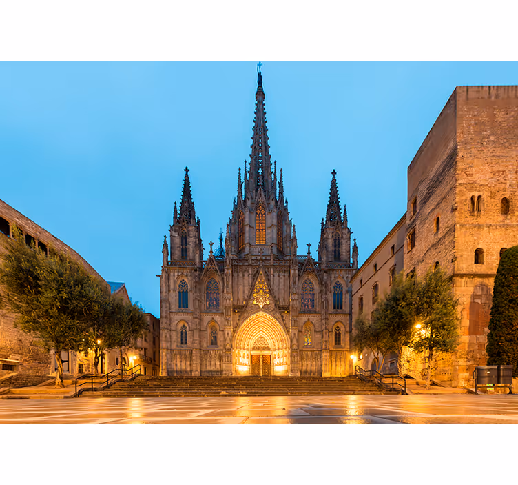 Stadt fototapete der kathedrale von barcelona - TenStickers