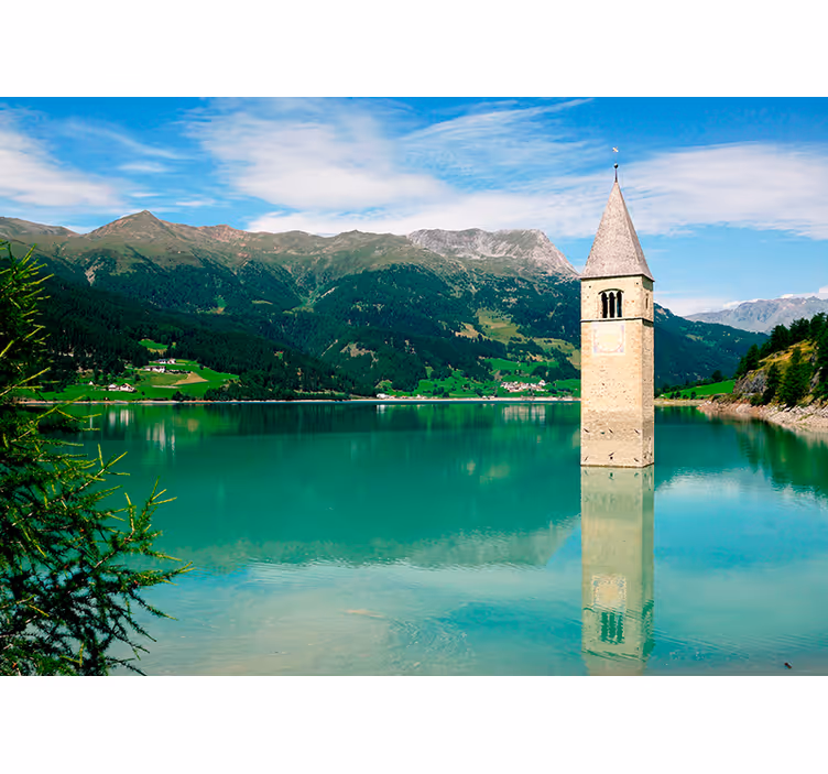 Curon Venosta Landschaft See Fototapete - TenStickers