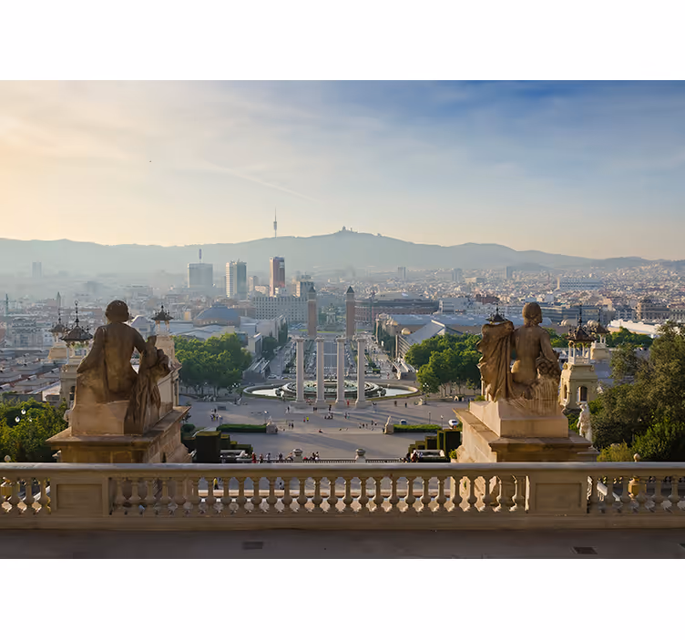 Barcelona Brunnen Montjuic Stadt Fototapete - TenStickers