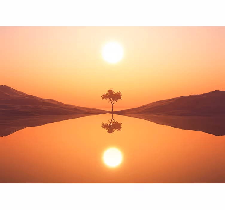 Baum bei Sonnenuntergang Fototapete - TenStickers