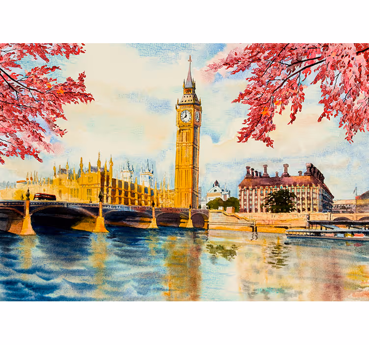 Malerei big ben london Fototapete - TenStickers