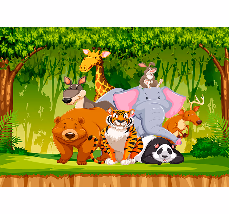 Outdoor wilde Tiere Kinder Fototapete - TenStickers