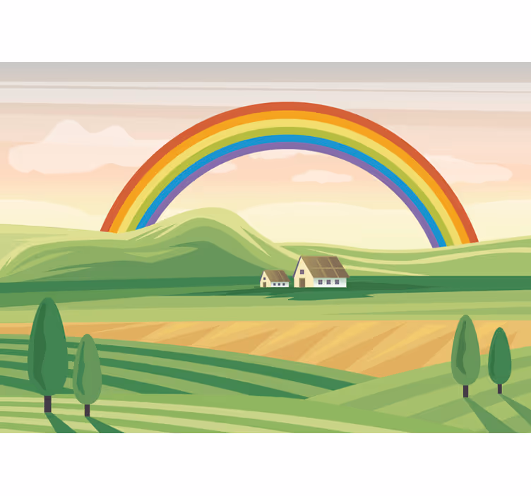 Regenbogen über den feldern kindertapete - TenStickers