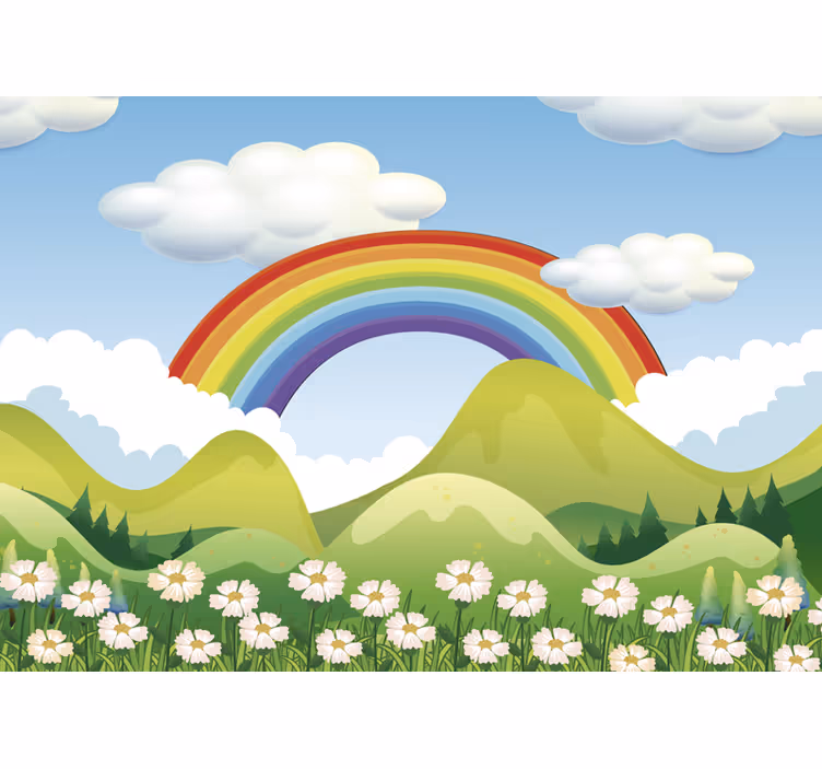 Kinder Fototapete Regenbogen über der Natur - TenStickers