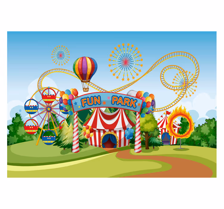 Fun park kinder 3d fototapete - TenStickers