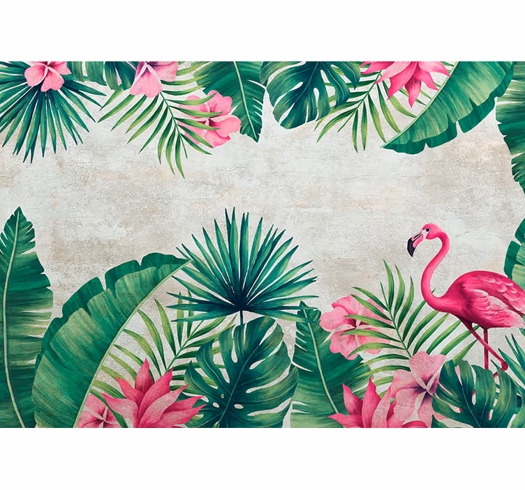 Fototapete Natur Flamingos und palmen - TenStickers