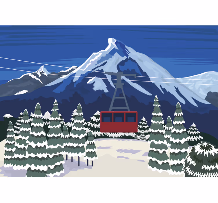 Fototapete Berge seilbahnabenteuer - TenStickers