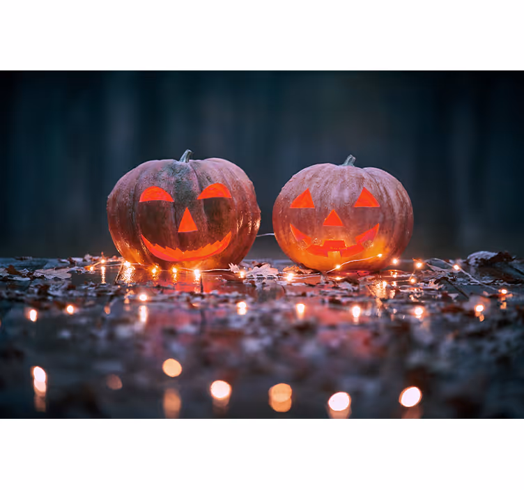 Halloween Fototapete gravierte kürbisstrahlung - TenStickers
