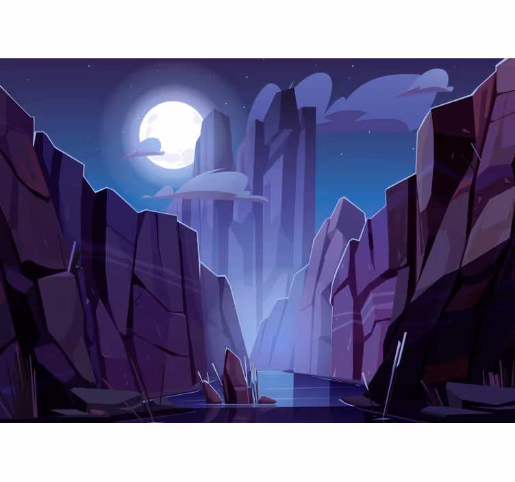 Fototapete Landschaft mondbeschienene felslandschaft - TenStickers