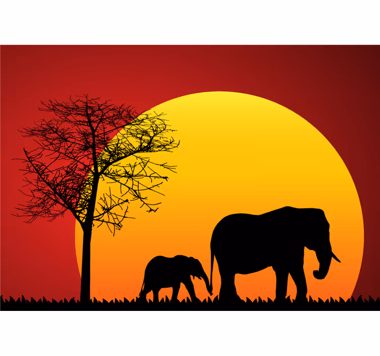 Fototapete afrikanisch Savanne sonnenuntergang - TenStickers