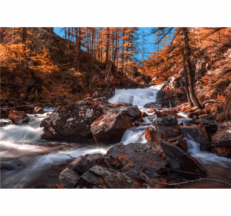 Fototapete Berge herbst bach fluss - TenStickers