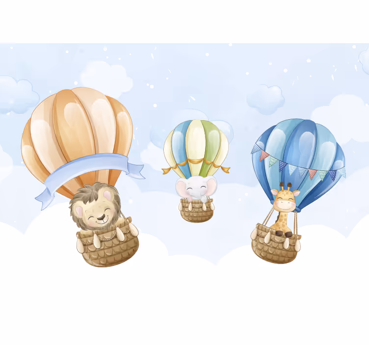 Fototapete Wohnzimmer Ballon niedliche tiere - TenStickers