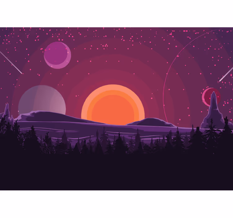 Fototapete Weltraum himmlische sonnenuntergangsszene - TenStickers