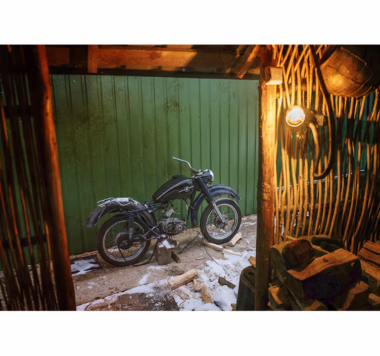 Fototapete Motorrad Vintage werkstatt - TenStickers