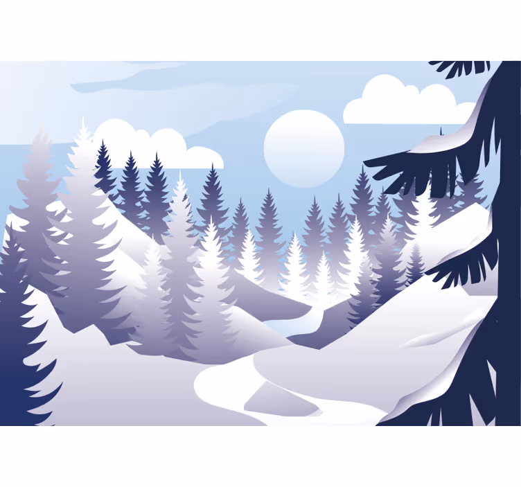 Fototapete Landschaft winterwaldszene - TenStickers