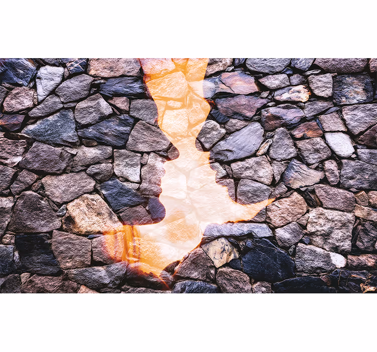 Fototapete abstrakt mit silhouettierten steinfiguren - TenStickers