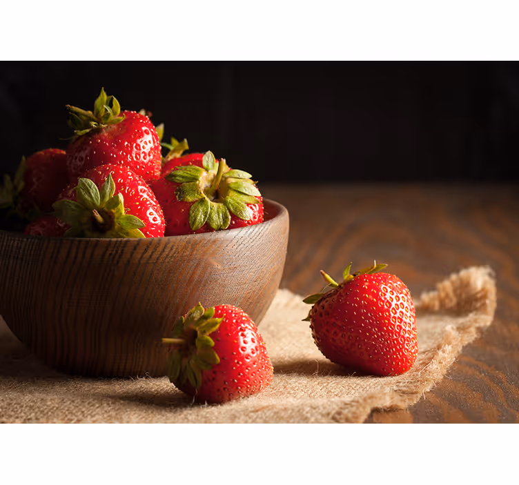 Fototapete Küche Körbchen erdbeeren - TenStickers