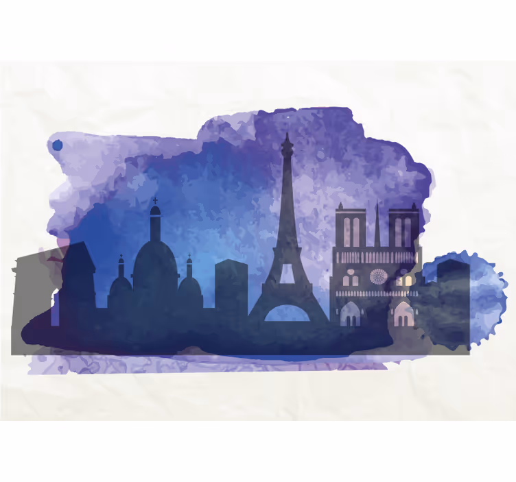 Fototapete Paris Aquarell skyline - TenStickers