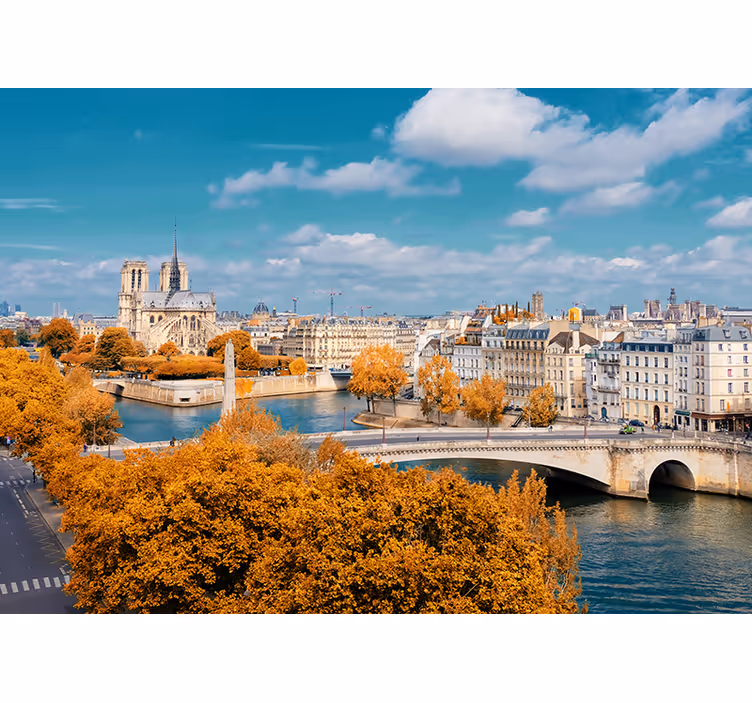 Fototapete paris blick auf die notre dame im herbst - TenStickers