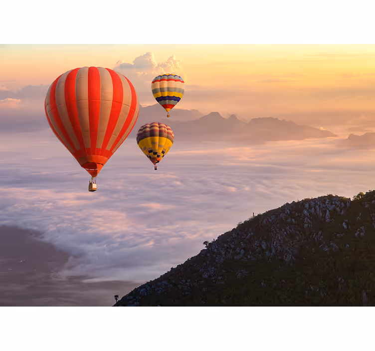 Fototapete landschaft mit schwebenden ballons - TenStickers