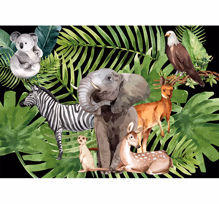Fototapete kinderzimmer elefant und freunde - TenStickers