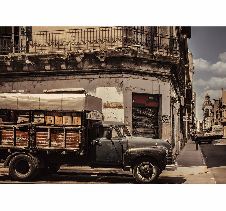 Fototapete städte vintage lkw straße - TenStickers