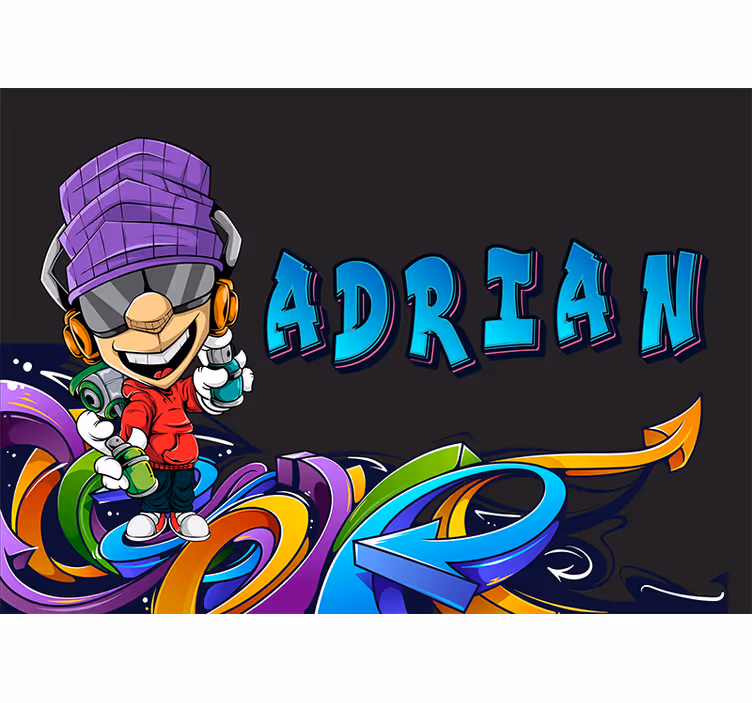 Fototapete graffiti mit coolem cartoon-charakter - TenStickers