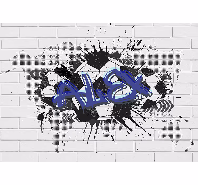 Fototapete Schlafzimmer Fußball Graffiti mit Namen - TenStickers