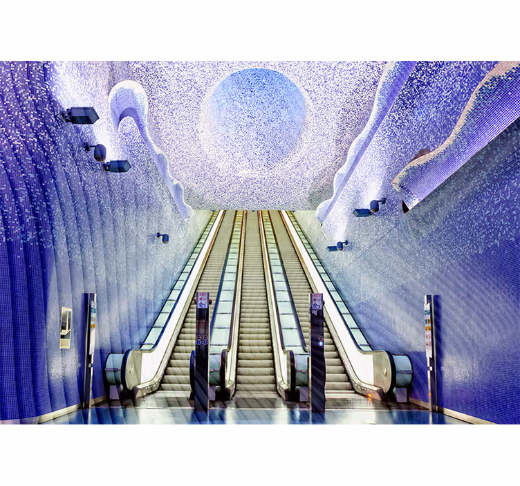 Fototapete Städte rolltreppe eingang kunstwerk - TenStickers