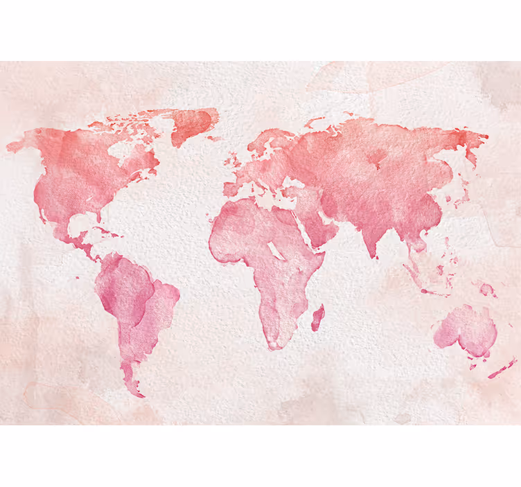Fototapete Weltkarte Neutral rosa gefärbt - TenStickers