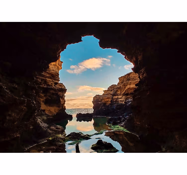 Fototapete Landschaft höhle, seestück, ansicht - TenStickers