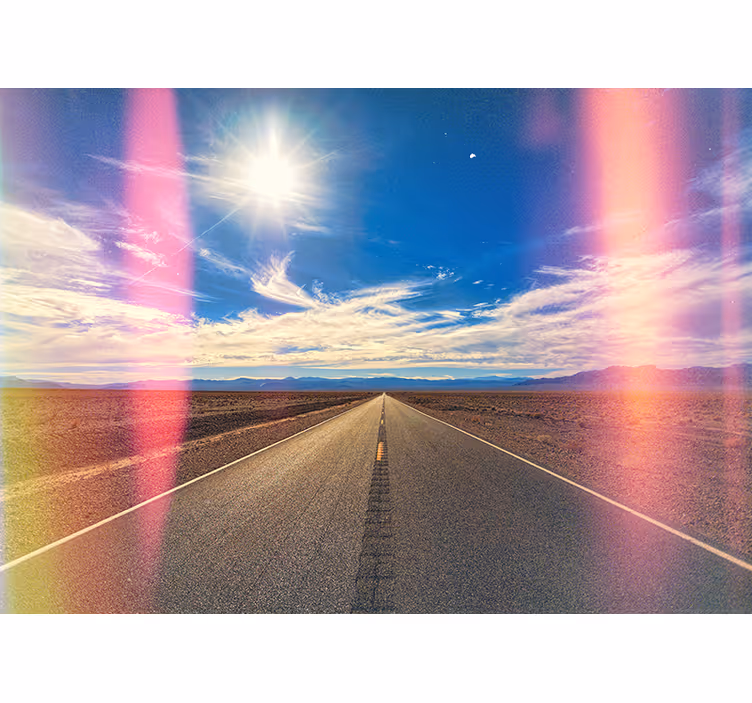 Fototapete Landschaft wüstenstraßenszene - TenStickers