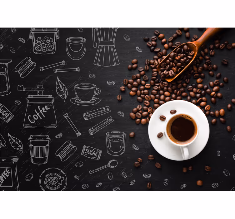Fototapete spruch kaffeekultur elemente - TenStickers