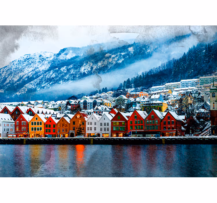 Fototapete städte bunte seen-cabins - TenStickers