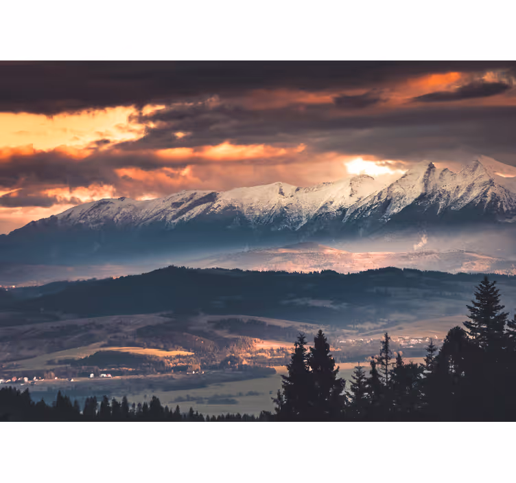 Fototapete Berge Goldene spitzenpolitur tatry - TenStickers